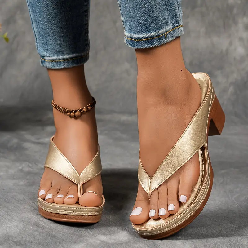 Women'S Solid Color Summer Chunky Heel Sandals