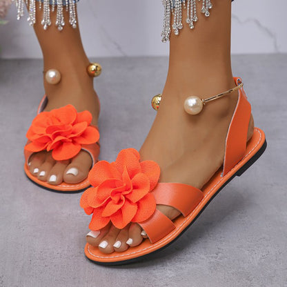 🔥Best Seller-Last Day Sale 60% OFF🔥Flower Embellishments Ankle Strap Sandals