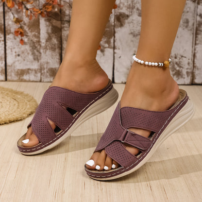 🔥Best Seller-Last Day Sale 60% OFF🔥Women's Perforated Burgundy Sandals